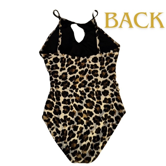Ellen Tracy Brown and Black One Piece Swimsuit with Cheetah Print - Picture 5 of 8